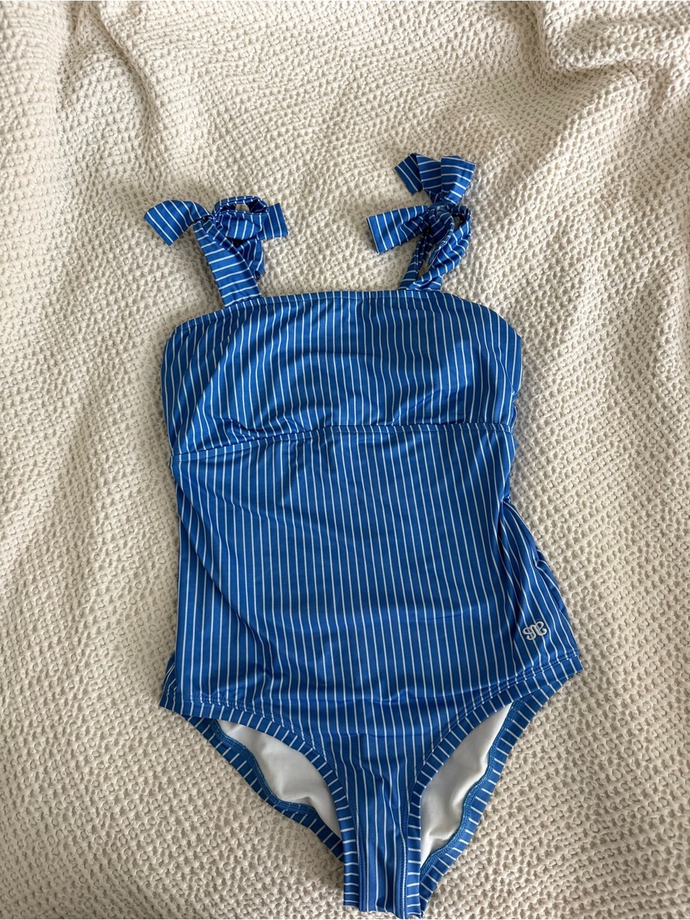 Albion Fit royal stripe Cabana one piece swimsuit
